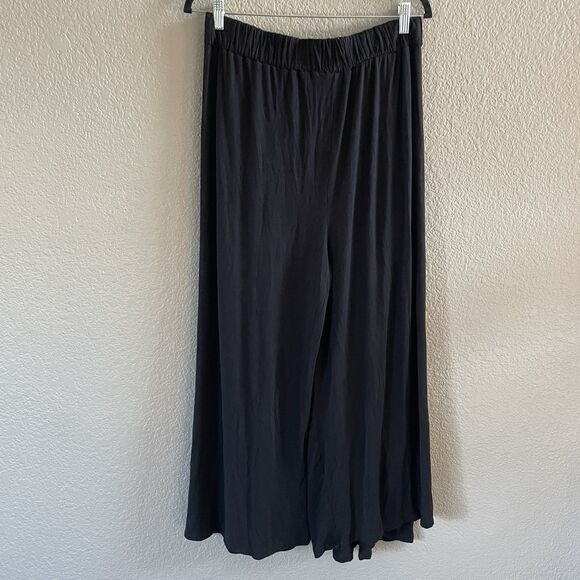 Free People Beach Pants Womens Large Black Ultra High Rise Flowy Wide Leg Crop - Picture 2 of 12